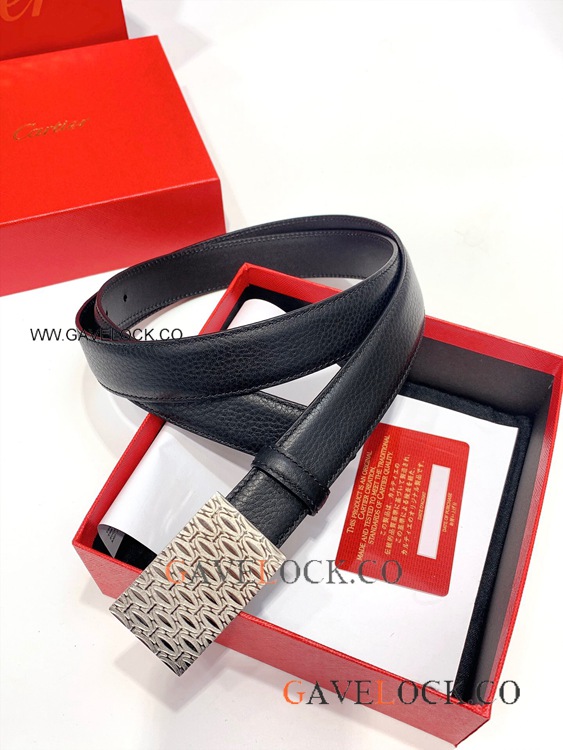 Copy Cartier Santos Leather Strap Silver Buckle 30mm